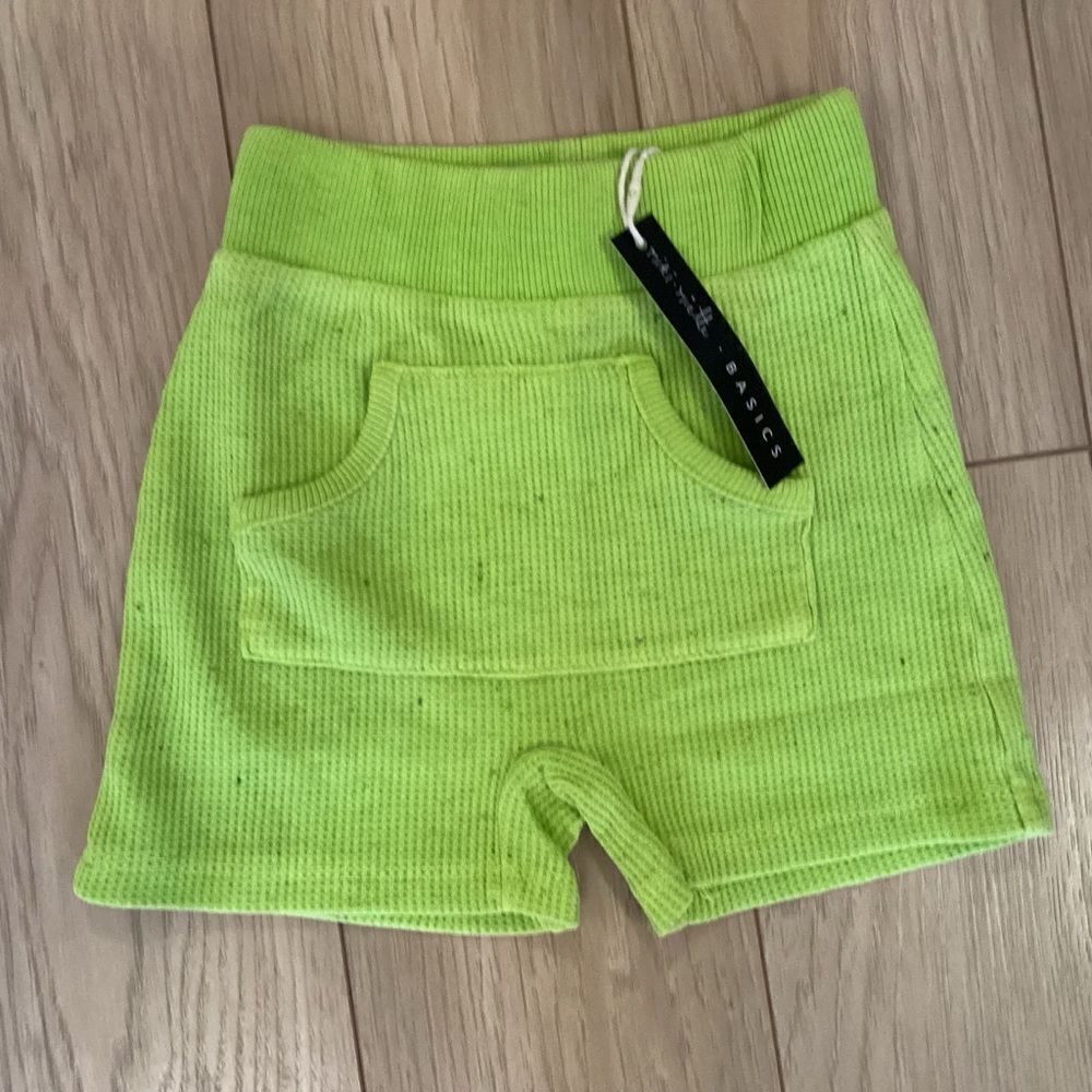 NWT. Baby Size 3 Mos Lime Green Waffle Shorts